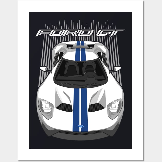 Ford GT-white and blue Wall Art by V8social